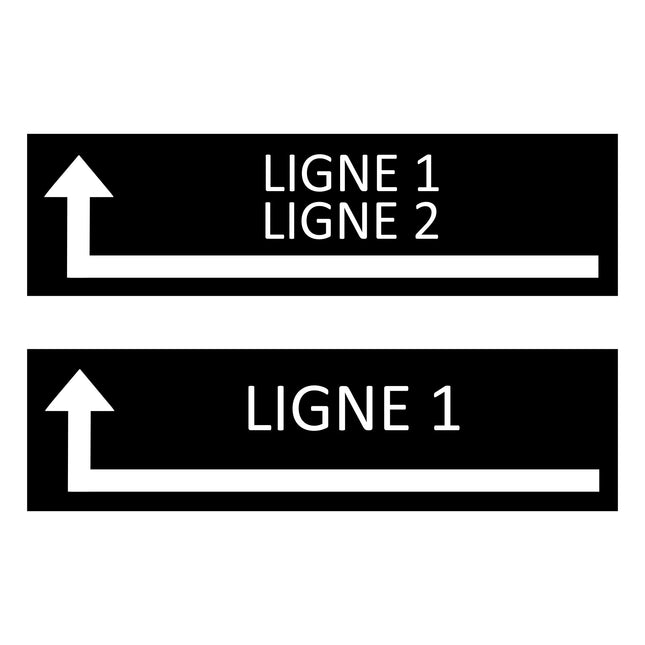 Plaque de porte avec votre texte avec flèche vers la droite -  aluminium noir- 165 x 45 mm