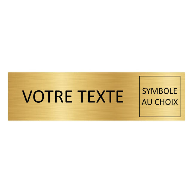 Plaque de porte avec propre texte et symbole -  aluminium doré - 165 x 45 mm