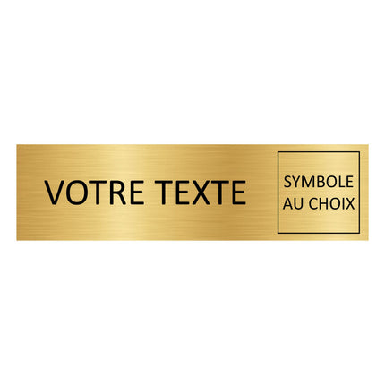 Plaque de porte avec propre texte et symbole -  aluminium doré - 165 x 45 mm
