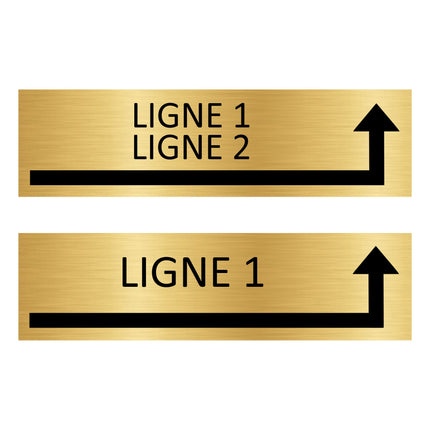 Plaque de porte avec votre texte avec flèche vers la droite - aluminium doré - 165 x 45 mm
