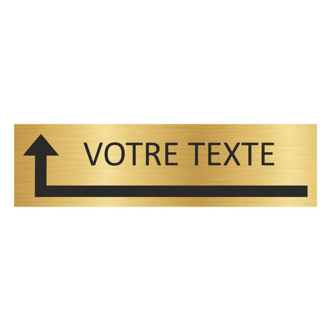 Plaque de porte avec votre texte avec flèche vers la gauche -  aluminium doré - 165 x 45 mm