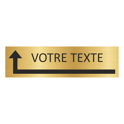 Plaque de porte avec votre texte avec flèche vers la gauche -  aluminium doré - 165 x 45 mm