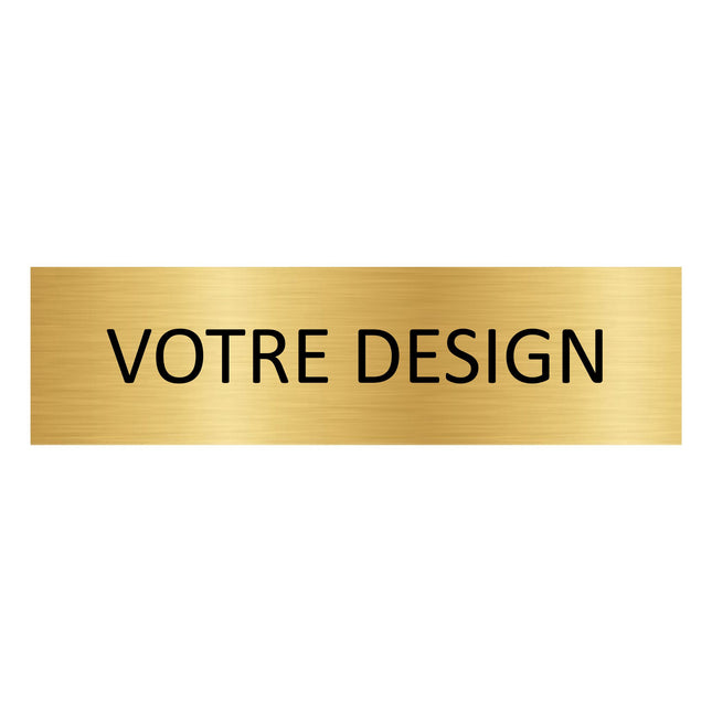 Plaque de porte personnalisée -  aluminium doré - 165 x 45 mm