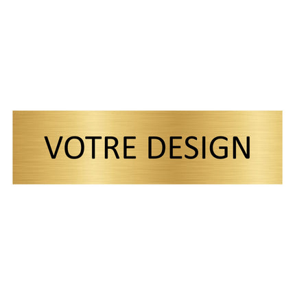 Plaque de porte personnalisée -  aluminium doré - 165 x 45 mm