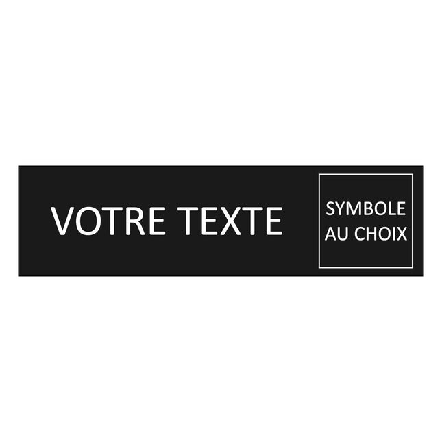 Plaque de porte avec propre texte et symbole -  aluminium noir - 165 x 45 mm
