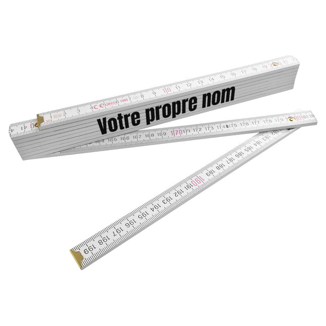 Mètre pliant en bois personnalisé avec nom - 2 m - par pièce
