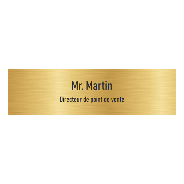 Plaque de porte avec nom - aluminium doré - 165 x 45 mm