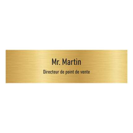 Plaque de porte avec nom - aluminium doré - 165 x 45 mm