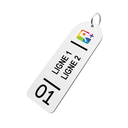 Porte-clés numéroté avec texte et logo XL - 150 x 50 mm  - par pièce