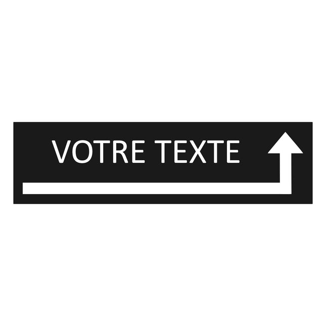 Plaque de porte avec votre texte avec flèche vers la droite - aluminium noir - 165 x 45 mm