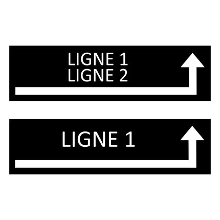 Plaque de porte avec votre texte avec flèche vers la droite - aluminium noir - 165 x 45 mm