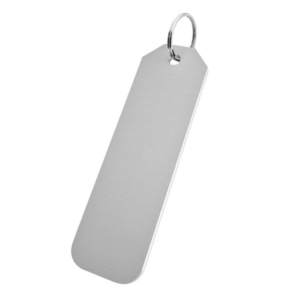 Porte-clés argenté en aluminium anodisé rectangle - 100 x 30 mm - par pièce