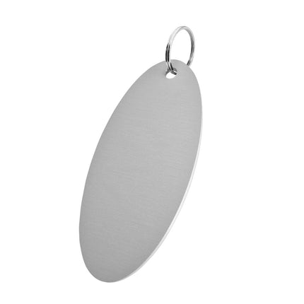 Porte-clés argenté en aluminium anodisé ovale - 90 x 40 mm - par pièce