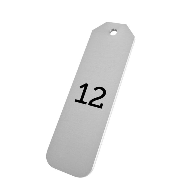 Jeton numéroté argenté en aluminium anodisé rectangle - 100 x 30 mm - par pièce