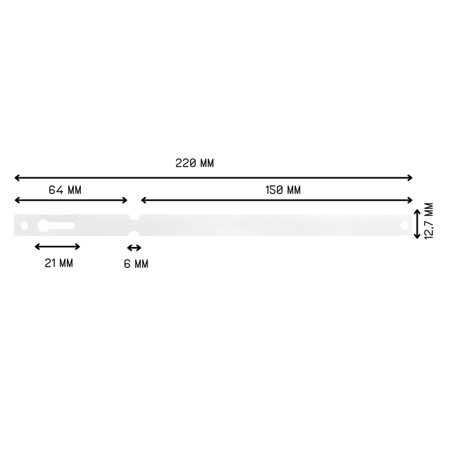 Étiquettes à boucle blanches Tyvek - 220  x 12,7 mm - pour imprimante matricielle - 1000 étiquettes