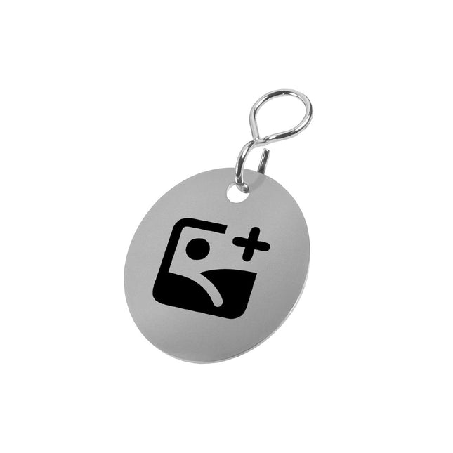 Porte-clés personnalisé en acier inoxydable - 30 mm rond - par pièce