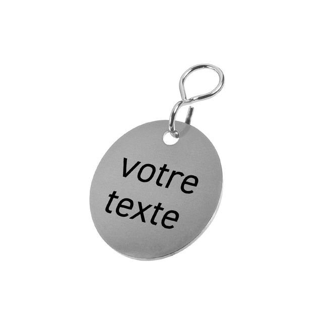 Porte-clés rond avec texte en acier inoxydable - par pièce