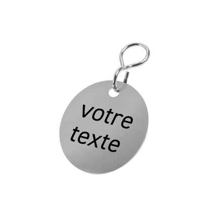 Porte-clés avec texte en acier inoxydable - 30 mm rond - par pièce