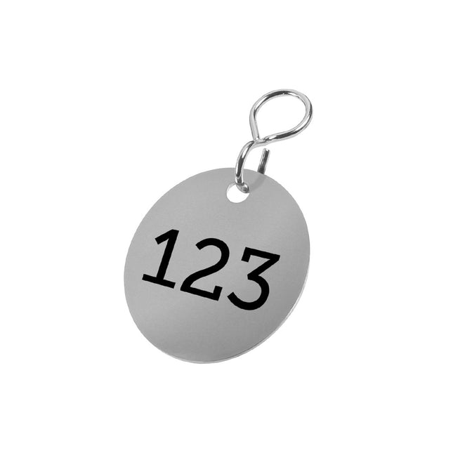 Porte-clés numéroté personnalisé en acier inoxydable - 30 mm rond - par pièce