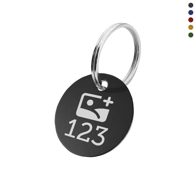 Porte-clés numéroté et logo en aluminium anodisé rond - par pièce