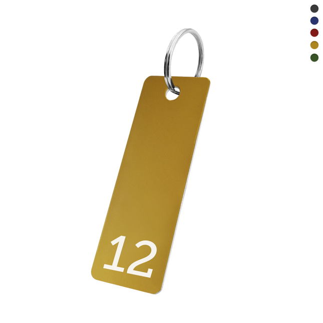 Porte-clés numéroté en aluminium anodisé rectangle - 70 x 25 mm - par pièce