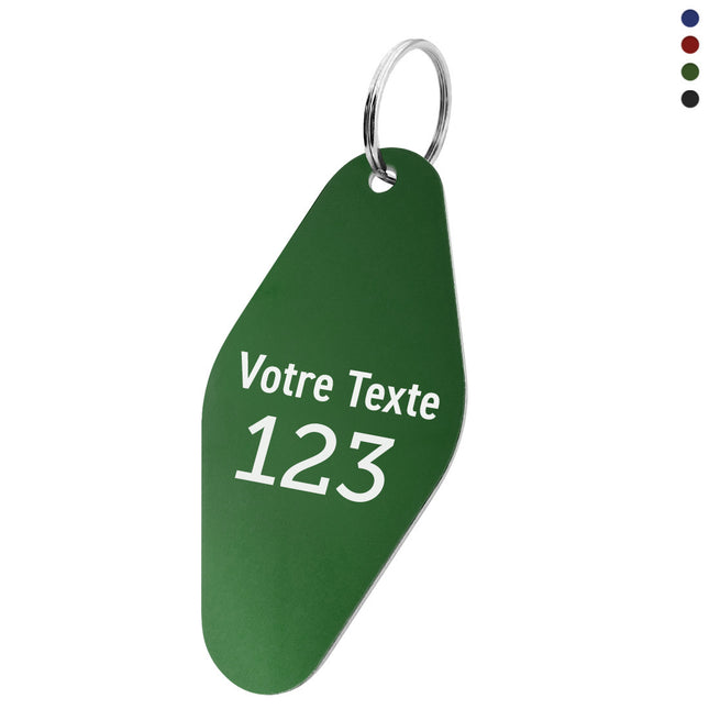 Porte-clés numéroté avec texte en aluminium anodisé losange - 88,5 x 44 mm - par pièce