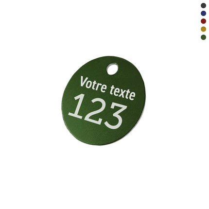 Jeton numéroté avec texte en aluminium anodisé - par pièce