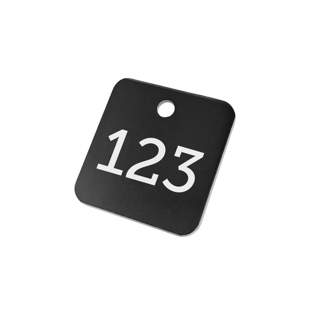 Jeton numéroté en aluminium anodisé carré - 30 x 30 mm - par pièce