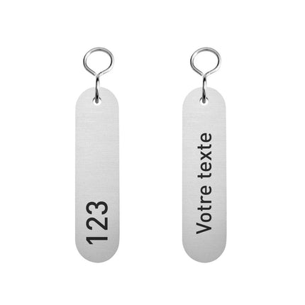 Porte-clés hôtel Victor argenté gravé - aluminium - 78 x 20 mm - par pièce
