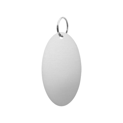 Porte-clés argenté en aluminium anodisé ovale - 85 x 45 mm - par pièce