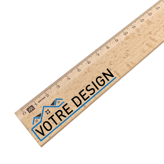 Règle personnalisé en bois avec logo - 30 cm - par pièce