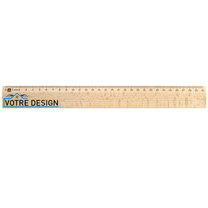 Règle personnalisé en bois avec logo - 30 cm - par pièce