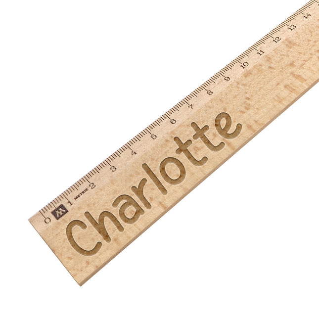 Règle en bois avec nom gravé - 30 cm - par pièce