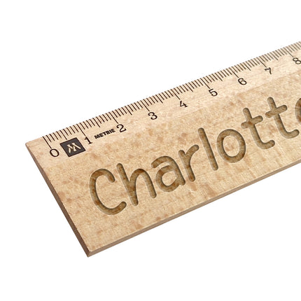 Règle en bois avec nom gravé - 30 cm - par pièce