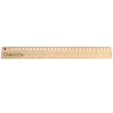 Règle en bois avec nom gravé - 30 cm - par pièce