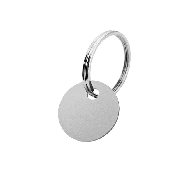 Porte-clés argenté en aluminium anodisé rond - Ø20 mm - par pièce