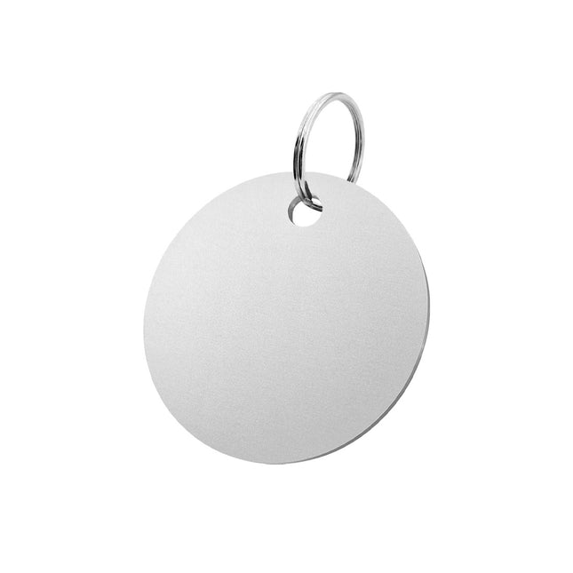Porte-clés argenté en aluminium anodisé rond - Ø50 mm - par pièce