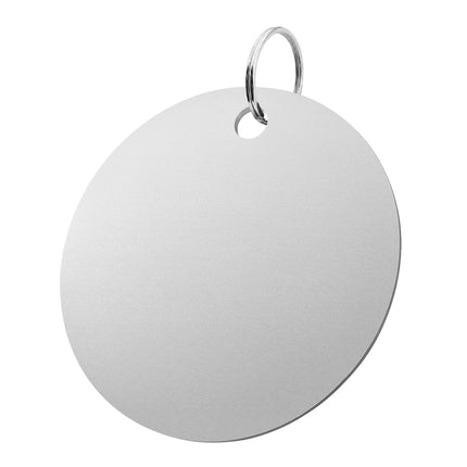 Porte-clés argenté en aluminium anodisé rond - Ø80 mm - par pièce