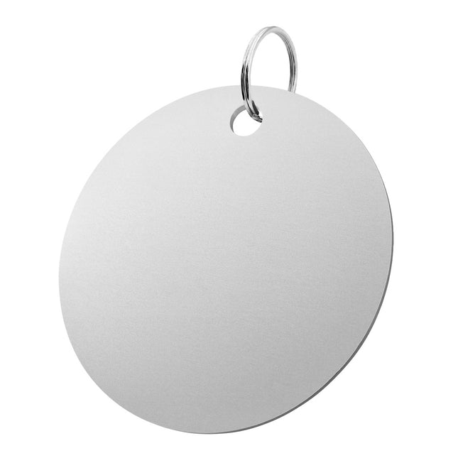 Porte-clés argenté en aluminium anodisé rond - Ø80 mm - par pièce