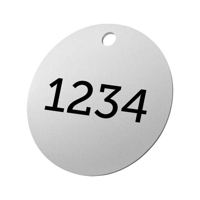 Jeton numéroté argenté en aluminium anodisé - Ø80 mm - par pièce
