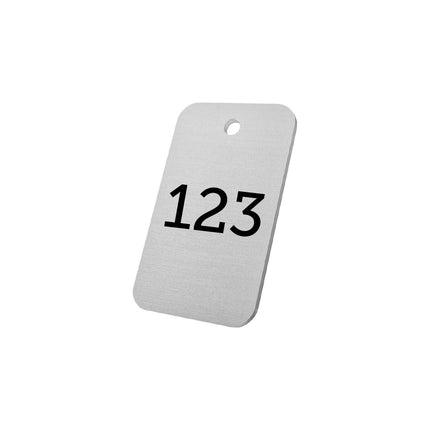 Jeton numéroté argenté en aluminium anodisé - 50 x 30 mm - par pièce