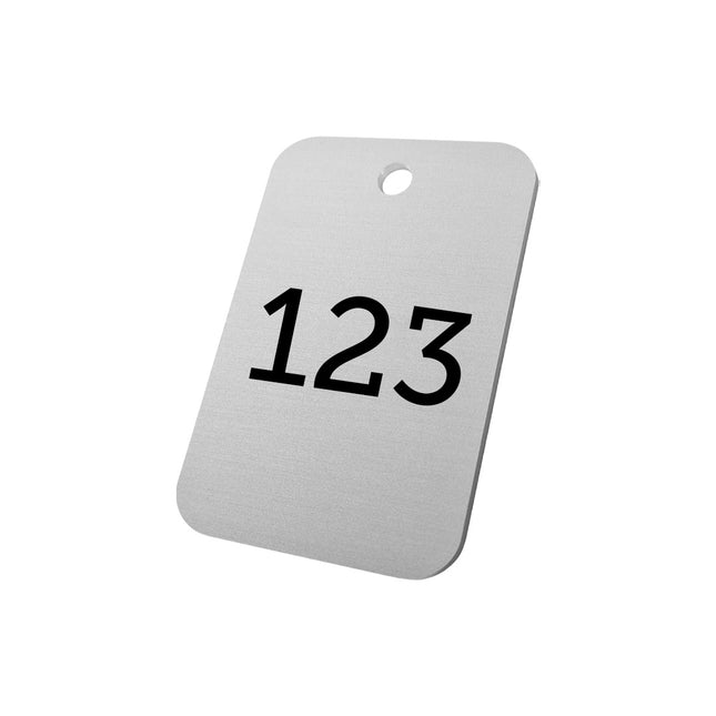 Jeton numéroté argenté en aluminium anodisé - 60 x 40 mm - par pièce