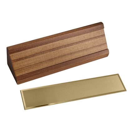 Porte-nom bois Présidium gravé - 200 x 54 mm - par pièce