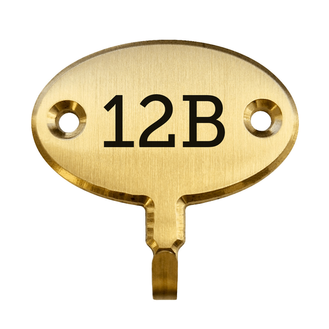 Crochet pour clé gravé ovale en laiton - 35 x 22 mm - par pièce