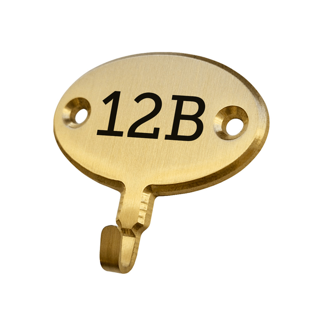 Crochet pour clé gravé ovale en laiton - 35 x 22 mm - par pièce