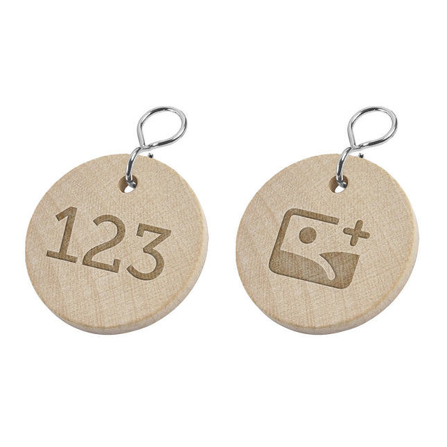 Porte-clés numéroté recto avec logo verso en bois - Ø37 mm - par pièce