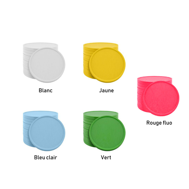 Jetons pour buvette numérotés Ø35 mm - 100 pièces