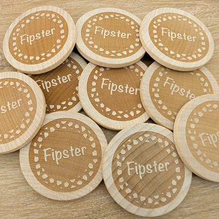 Jetons personnalisés gravés en bois -  Ø50 mm - 100 pièces