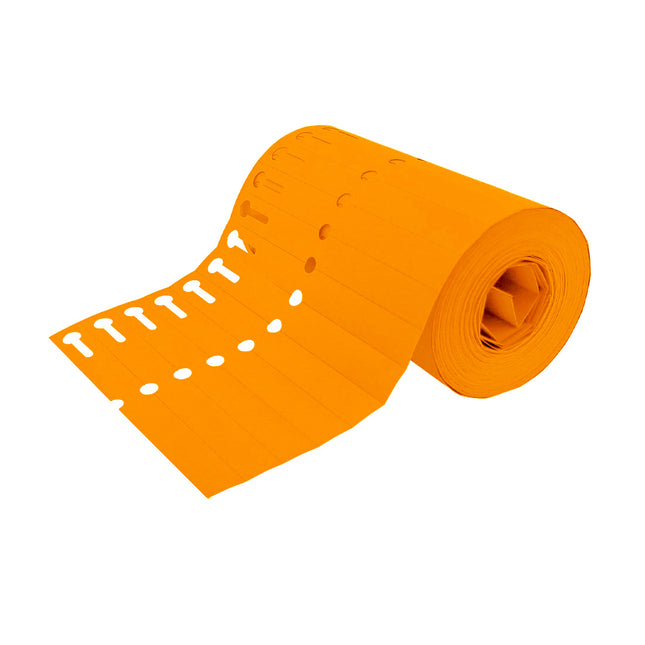 Étiquettes à boucle orange - 120 x 13 mm - 1000 étiquettes sur rouleau PVC