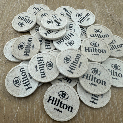 Jetons personnalisés en fibre de bois -  Ø29 mm - 100 pièces
